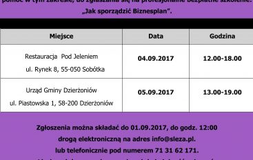 Bezpłatne szkolenia dla zainteresowanych podjęciem i rozwojem działalności gospodarczej