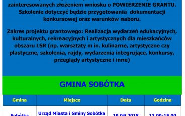 Bezpłatne szkolenia dla wszystkich zainteresowanych złożeniem wniosku o POWIERZENIE GRANTU