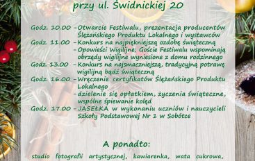 XII ŚLĘŻAŃSKI FESTIWAL RZEMIOSŁ, RĘKODZIEŁA I PRODUKTU LOKALNEGO 16 grudnia 2018 r.