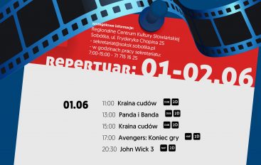 Repertuar Kina “Ślęża” w RCKS NA WEEKEND 1-2.06.2019
