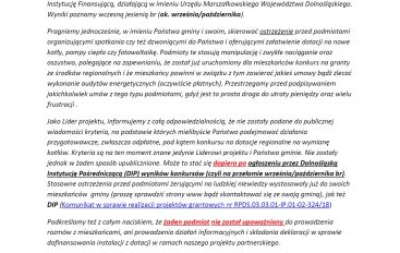 OSTRZEŻENIE przed nieuczciwymi podmiotami oferującymi mieszkańcom załatwianie dotacji na wymianę kotłów.