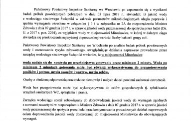 UWAGA!!! KOMUNIKAT – woda z wodociągu sieciowego Świątniki  NADAJE SIĘ DO SPOŻYCIA!