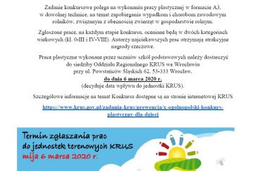 X Ogólnopolski Konkurs Plastyczny dla Dzieci  „Bezpiecznie na wsi: nie ryzykujesz, gdy zwierzęta znasz i szanujesz”