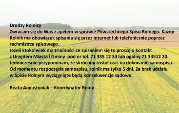 Powszechny Spis Rolny – nie zwlekaj !