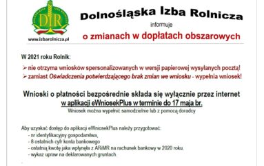 Zmiany w dopłatach obszarowych – Dolnośląska Izba Rolnicza