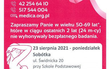 Bezpłatne badanie – mammografia w gminie Sobótka