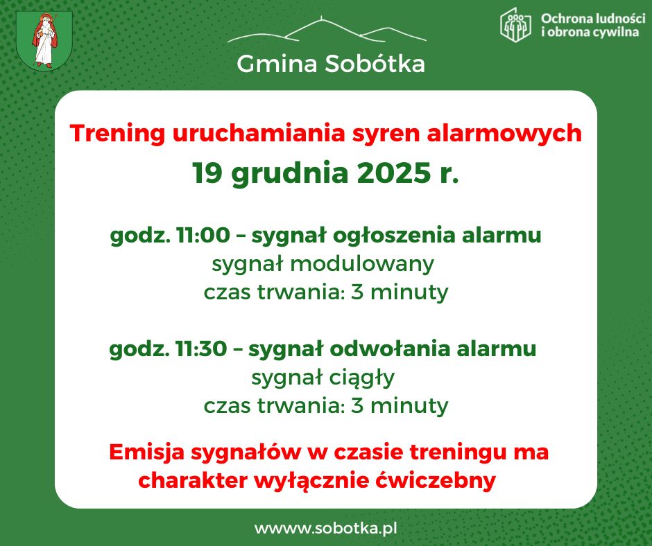 Trening uruchamiania syren alarmowych