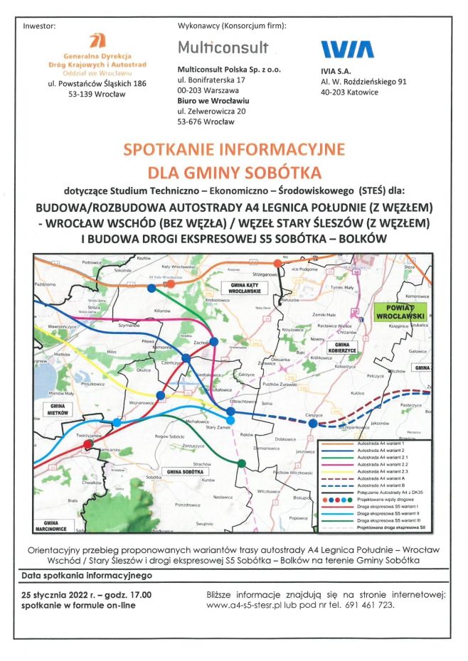 Stanowisko Gminy Sobótka odnośnie rozbudowy/przebudowy autostrady A4 i budowy drogi ekspresowej S5 Sobótka-Bolków