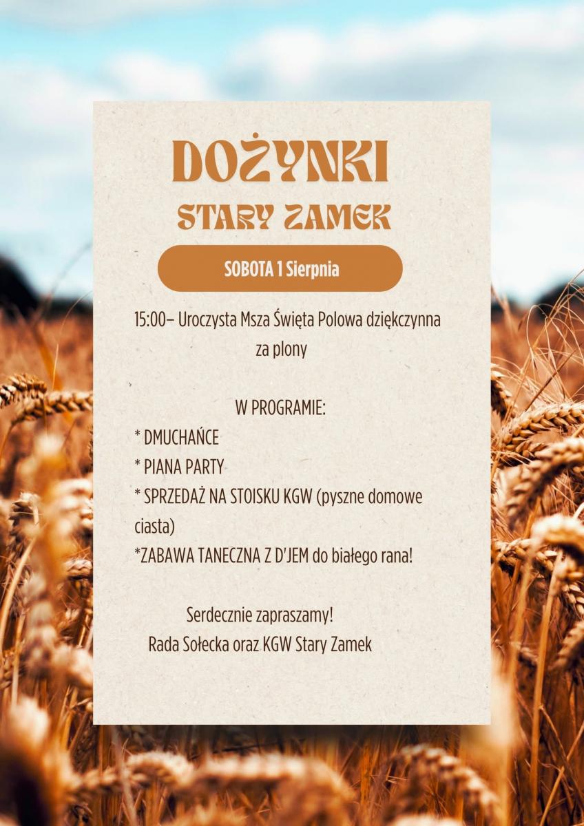 Zapraszamy na Dożynki w Starym Zamku! 