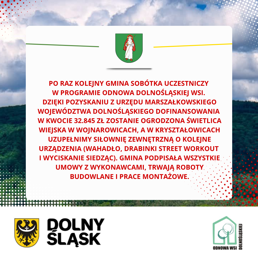 Po raz kolejny gmina Sobótka uczestniczy w programie Odnowa Dolnośląskiej Wsi