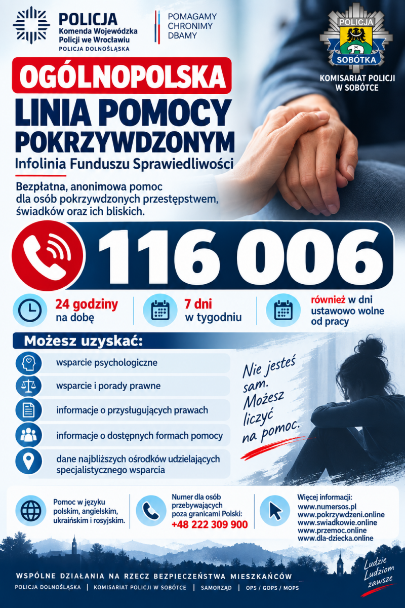 NIE JESTEŚ SAM. MOŻESZ LICZYĆ NA POMOC.
