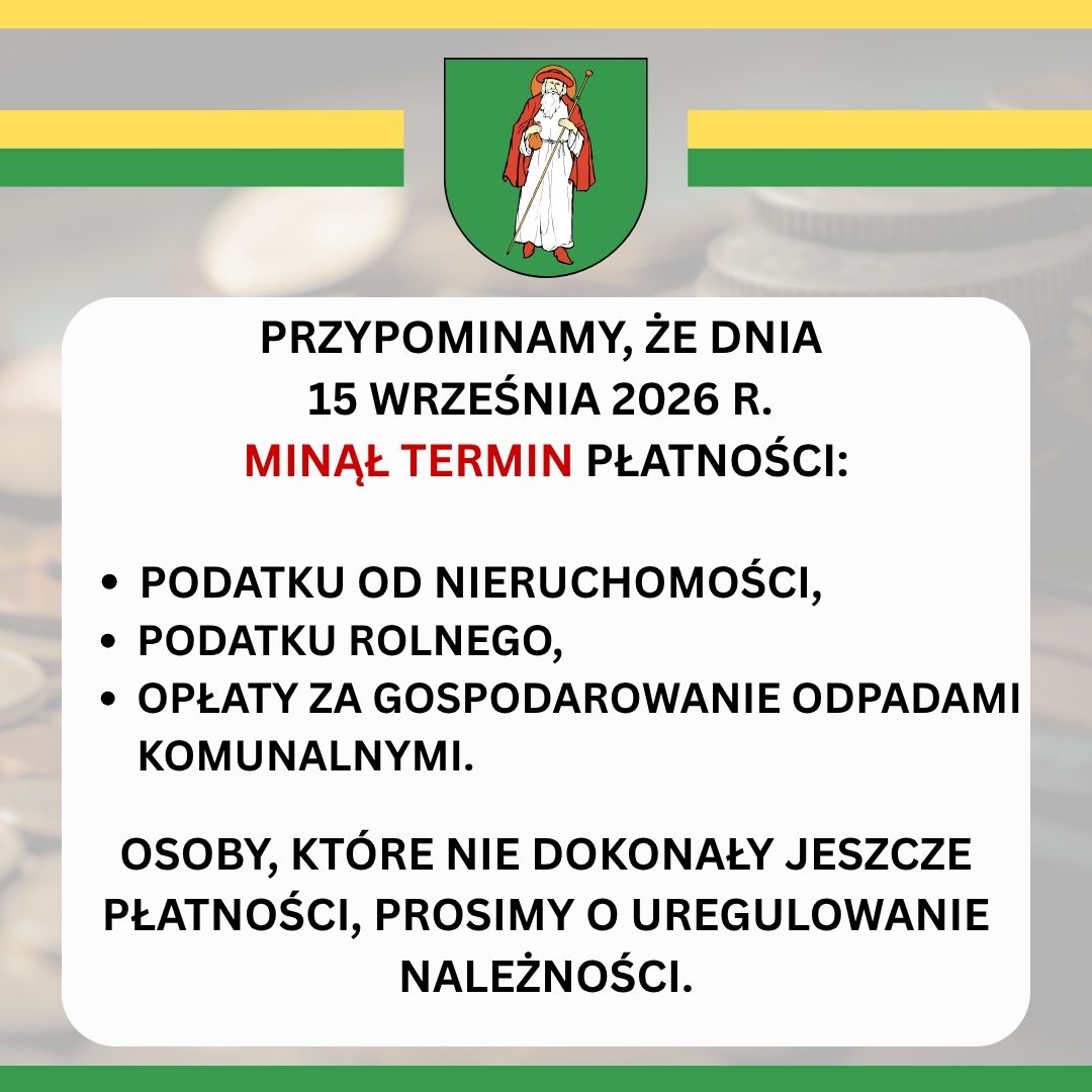 WAŻNA INFORMACJA DLA MIESZKAŃCÓW - PODATKI