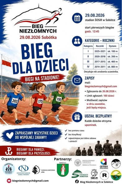 Bieg Niezłomnych w Sobótce już 29 sierpnia!