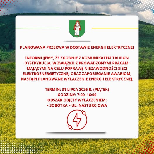 Planowana przerwa w dostawie energii elektrycznej